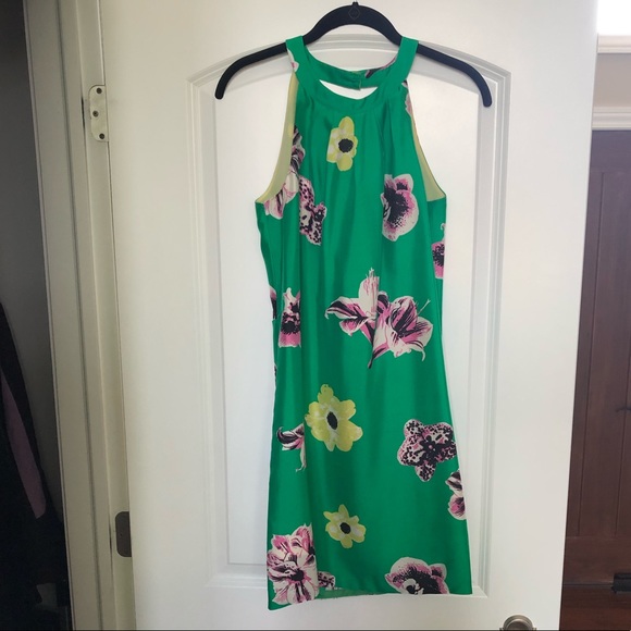 Jcrew silk floral halter dress size 0, like new - Picture 3 of 5